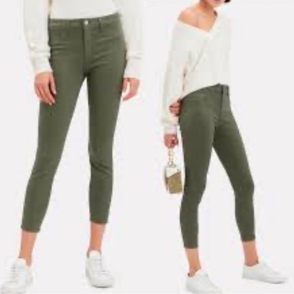 L'AGENCE Margo Olive Green Skinny Mid Rise Cropped Ankle Jeans Size 28 - Picture 1 of 12